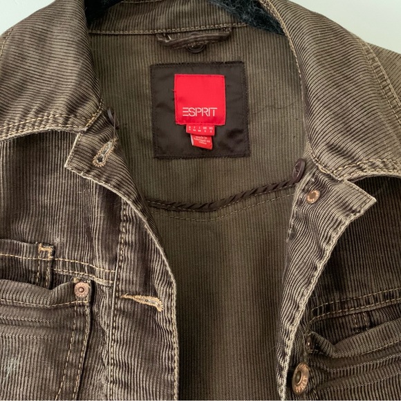 Esprit Pinwale Chocolate Cord Jean Jacket Small - Picture 2 of 6